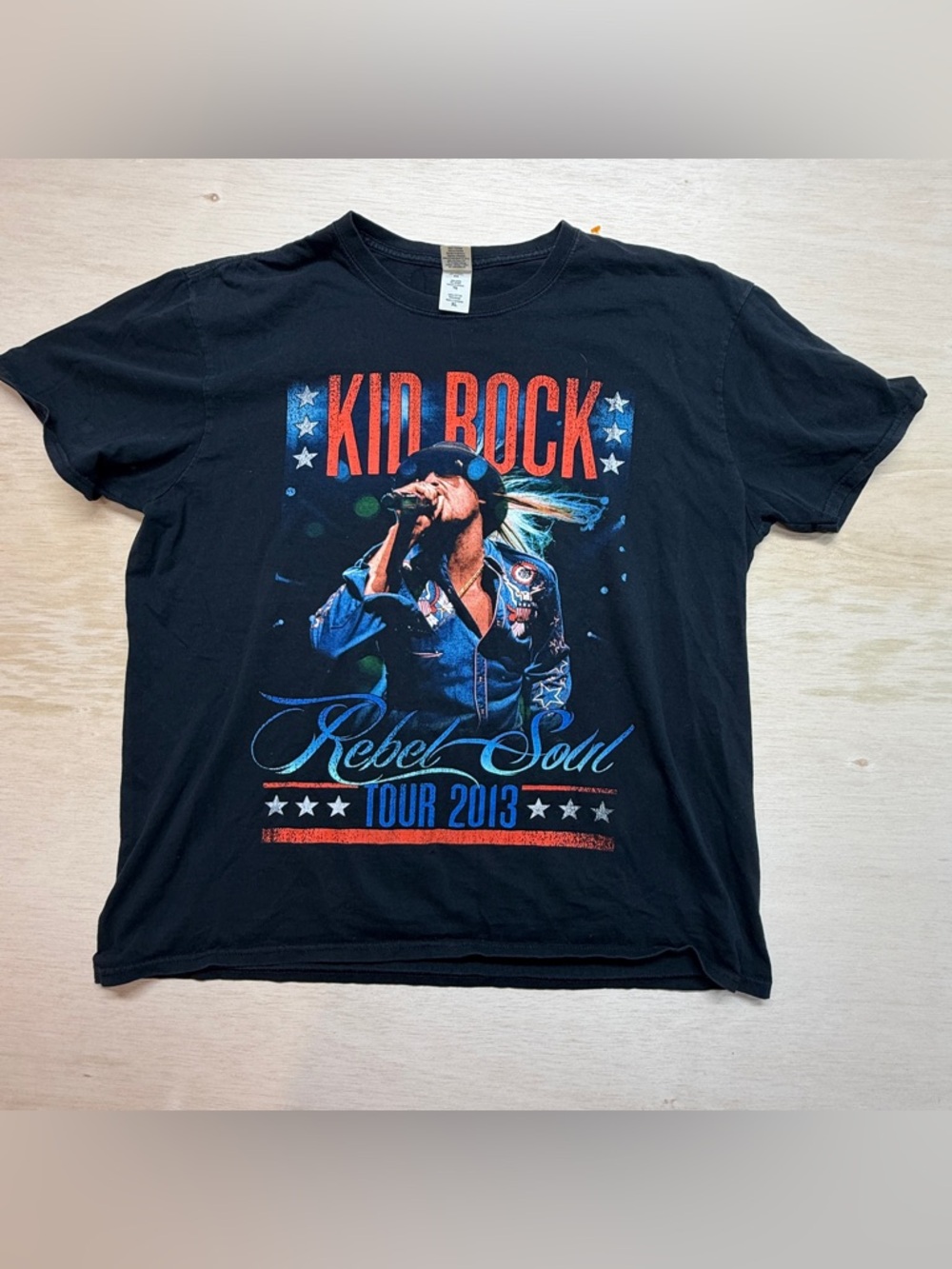 Kid Rock 2013 Rebel Soul Tour T-Shirt Mens XL Black Gildan Softstyle Concert Tee